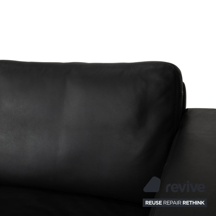 COR Conseta Leather Three-Seater Black Sofa Couch