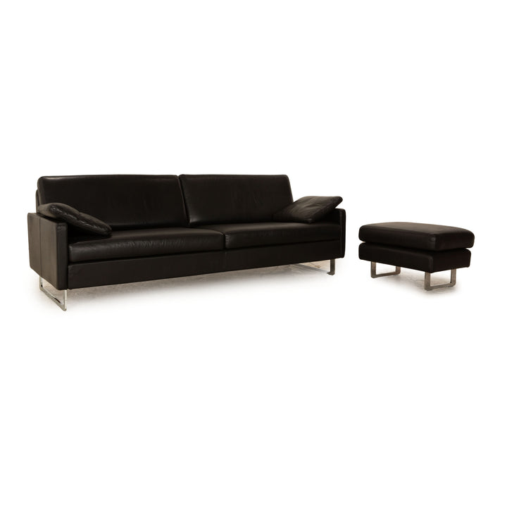 Cor Conseta Leder Dreisitzer Schwarz Sofa Couch