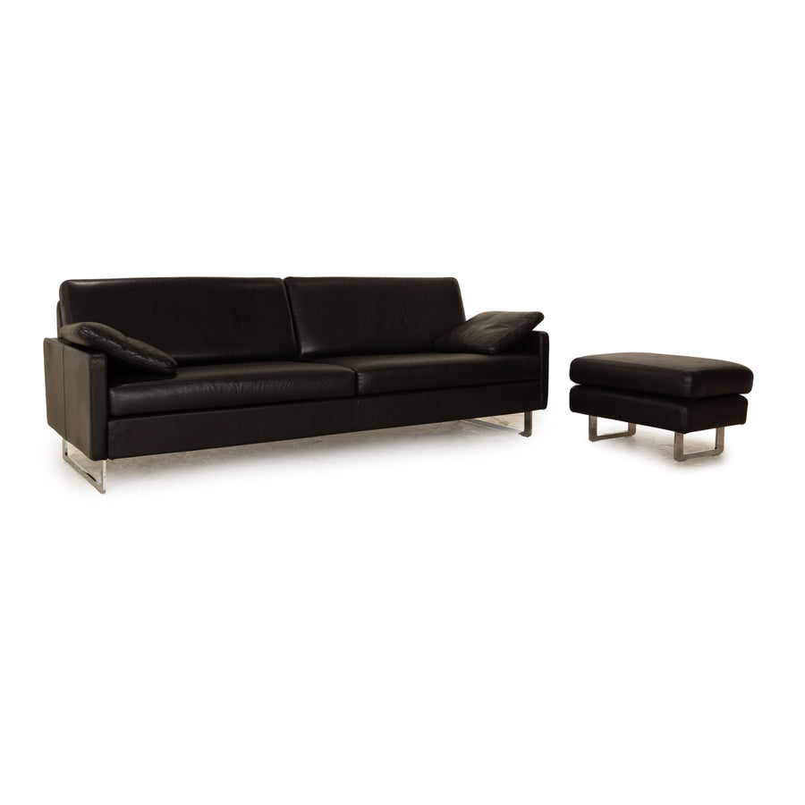 Cor Conseta Leder Dreisitzer Schwarz Sofa Couch