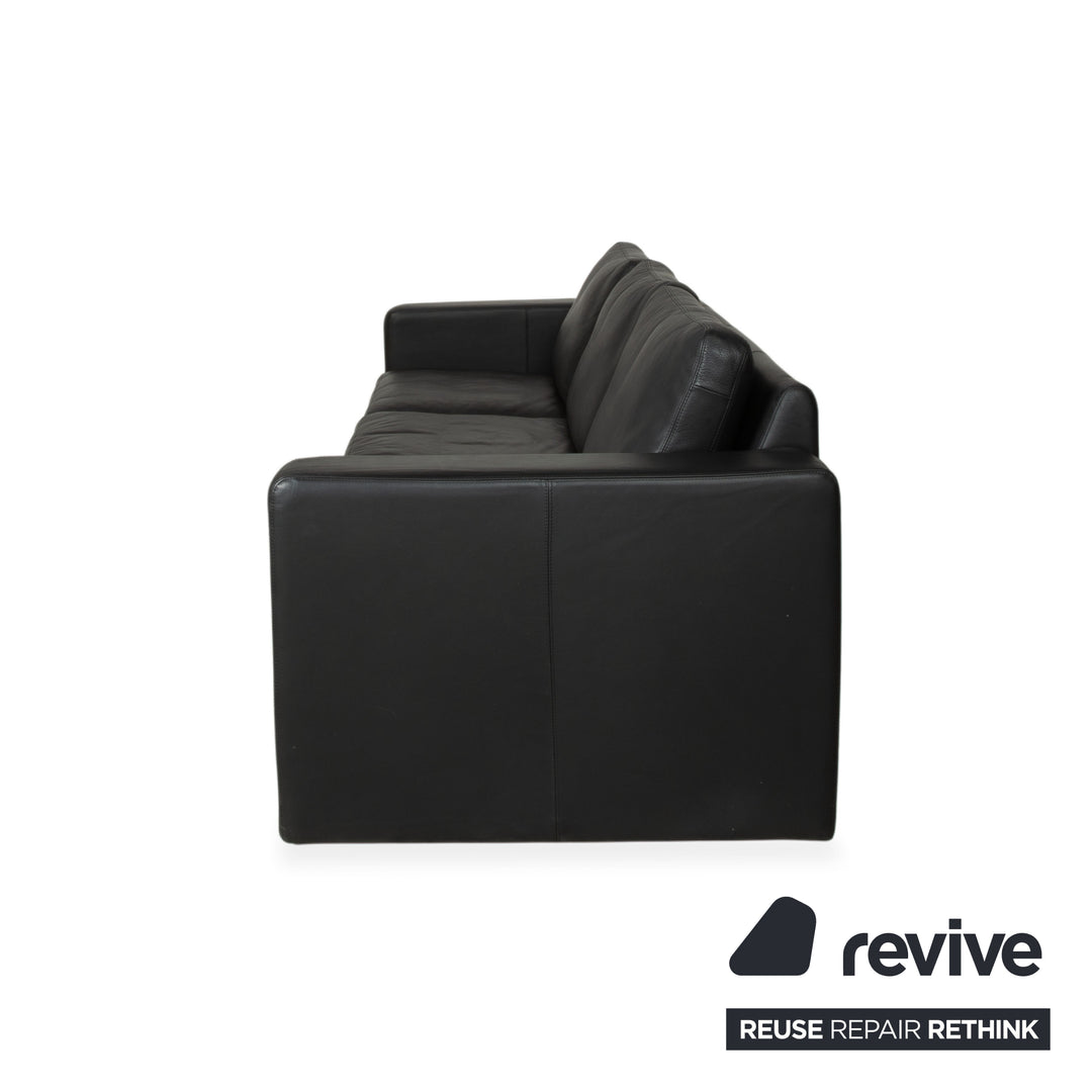 COR Conseta Leather Three-Seater Black Sofa Couch