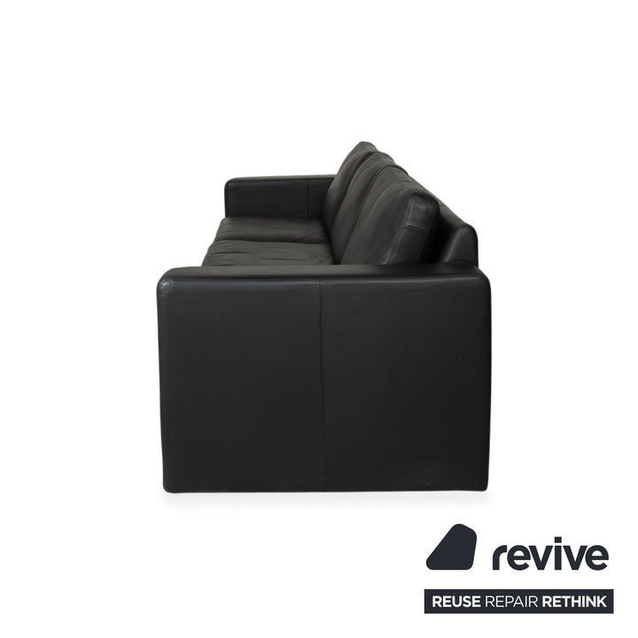 COR Conseta Leather Three-Seater Black Sofa Couch