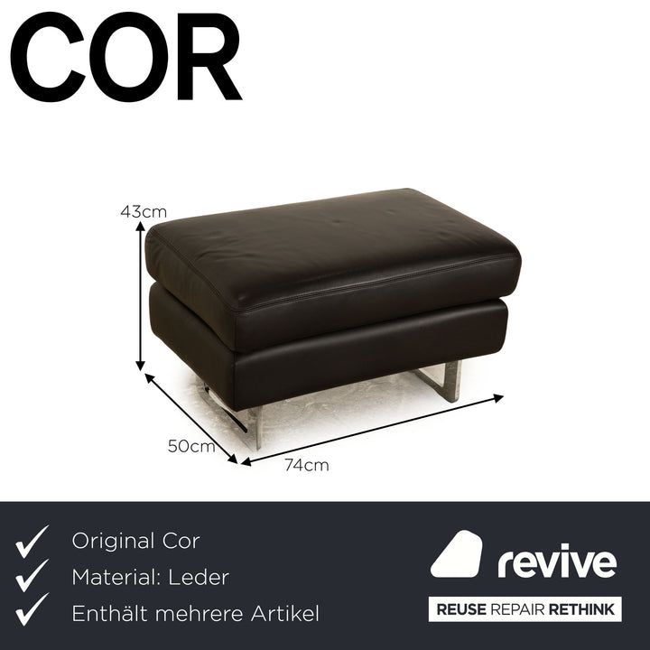 Cor Conseta Leder Dreisitzer Schwarz Sofa Couch