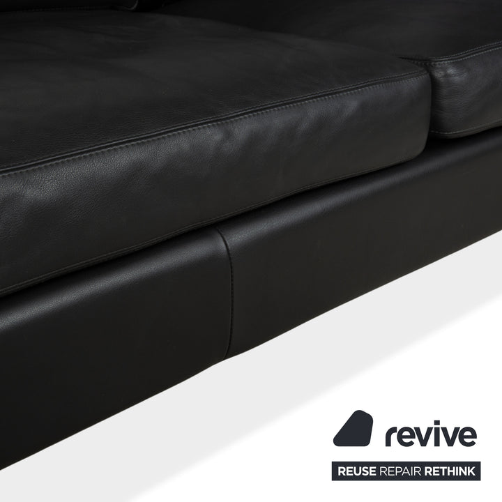 COR Conseta Leather Three-Seater Black Sofa Couch