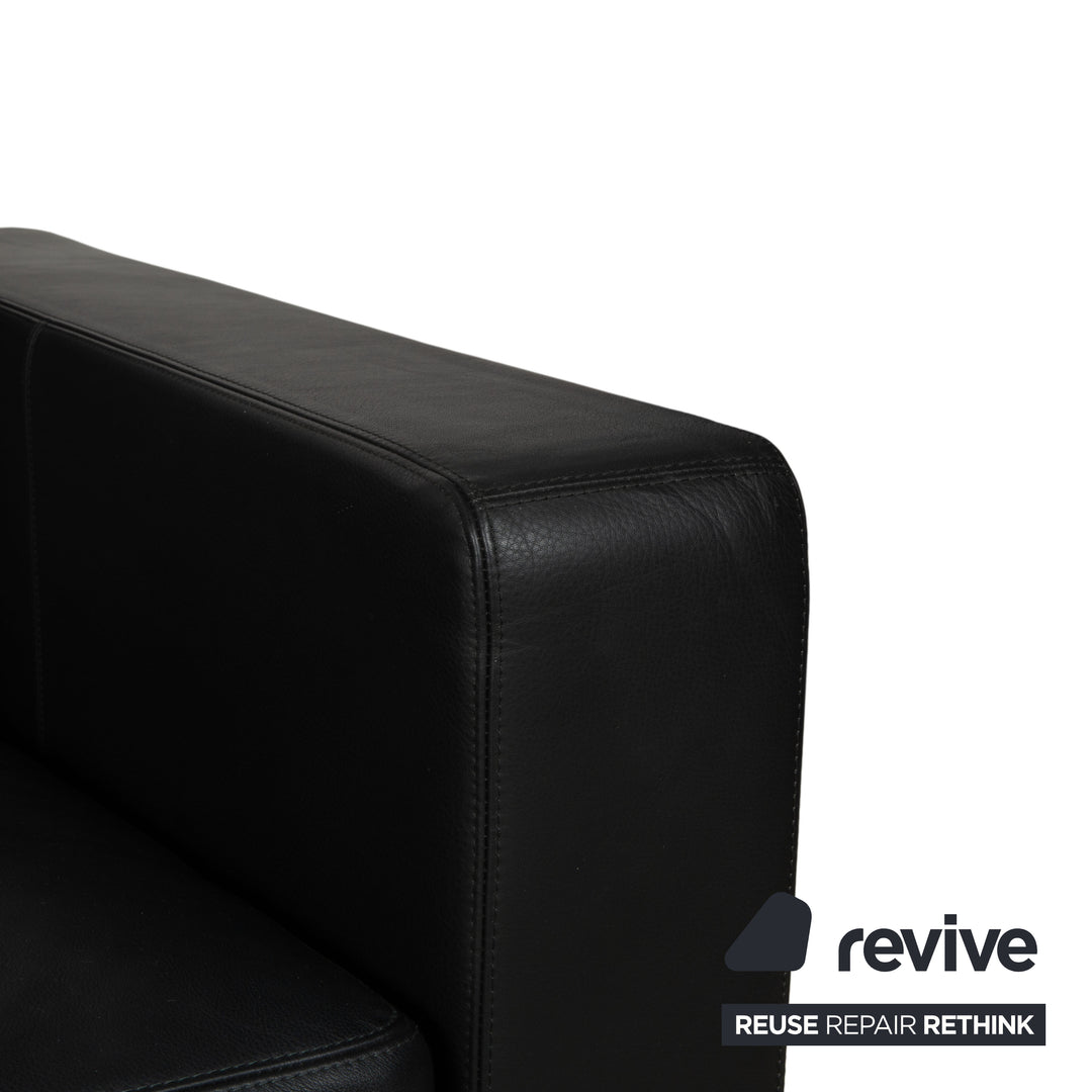 COR Conseta Leather Three-Seater Black Sofa Couch
