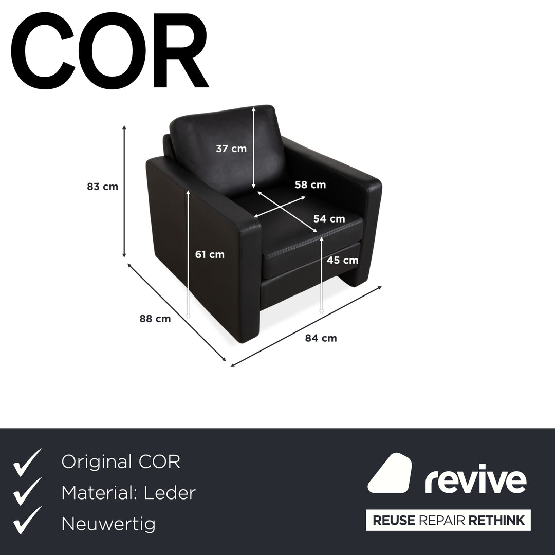 Cor Conseta Leder Sessel Schwarz