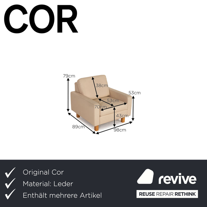 Cor Conseta leather armchair set beige