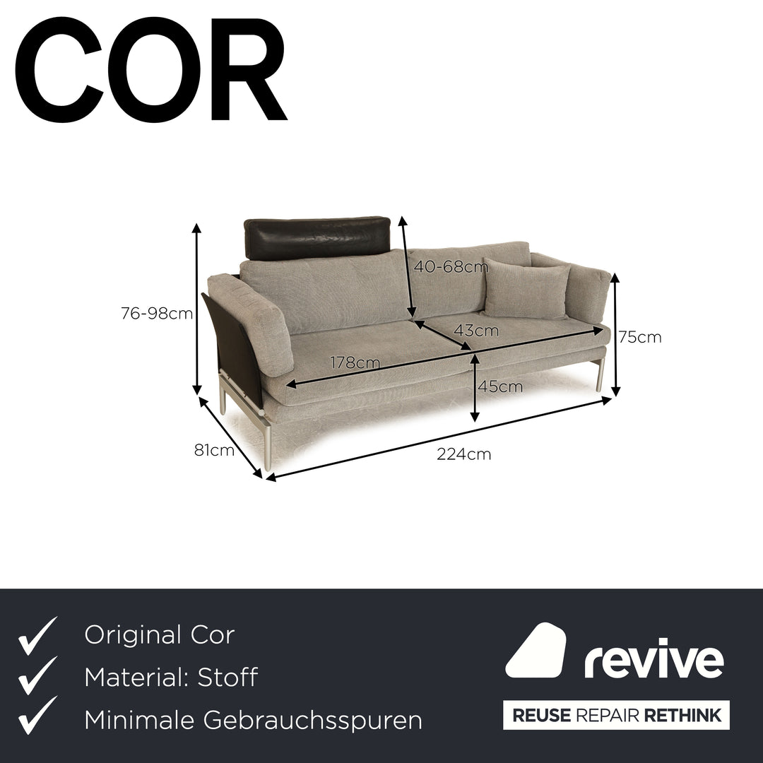 Canapé trois places en tissu Cor Folio gris