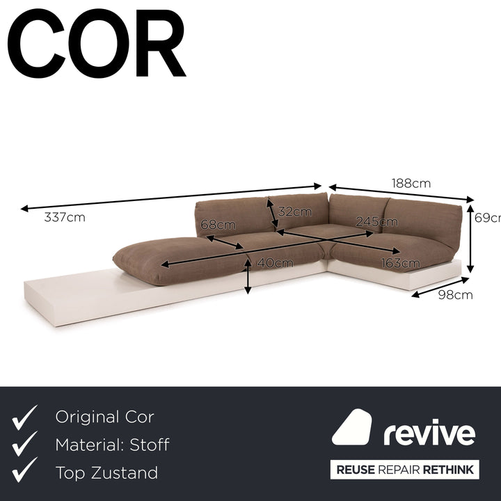 Cor Jalis Fabric Sofa Brown Corner Sofa Couch