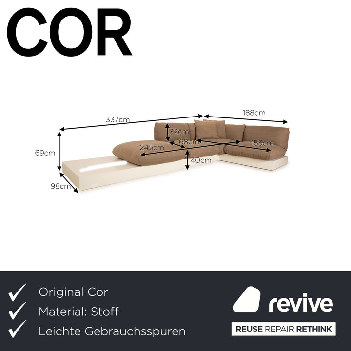 Cor Jalis Fabric Sofa Brown Corner Sofa Couch