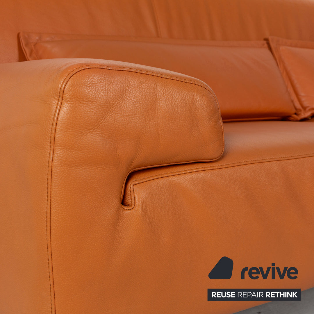 Cor Leder Dreisitzer Orange Sofa Couch