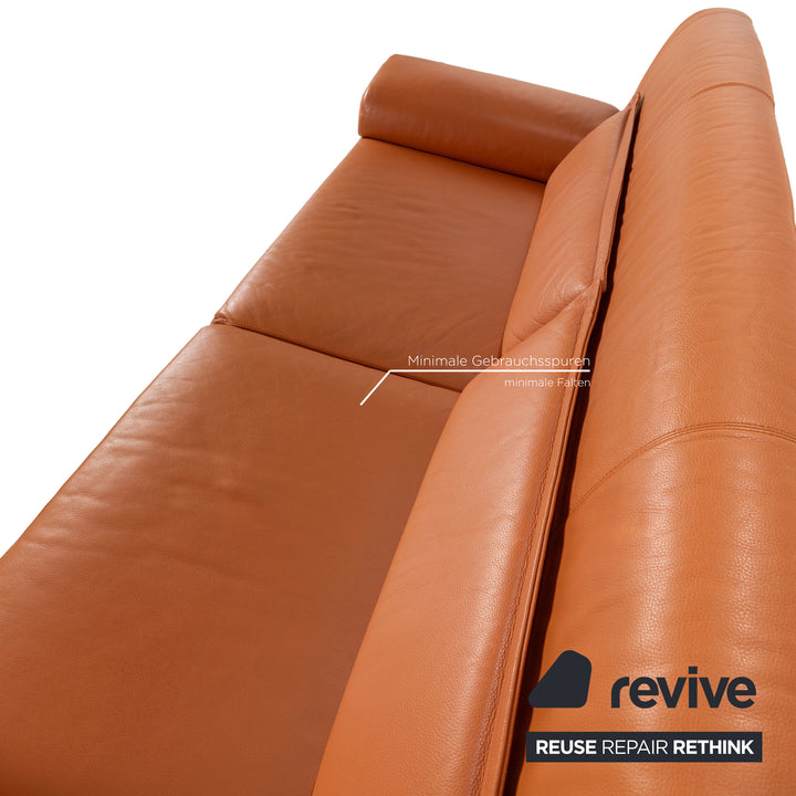 Cor Leder Dreisitzer Orange Sofa Couch