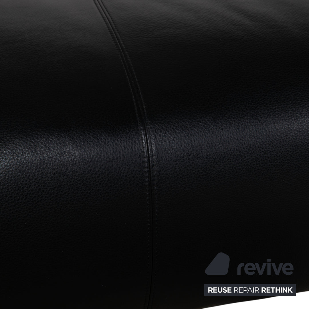 COR Moss Garnitur Leder Dreisitzer inkl. Hocker Schwarz Sofa Couch