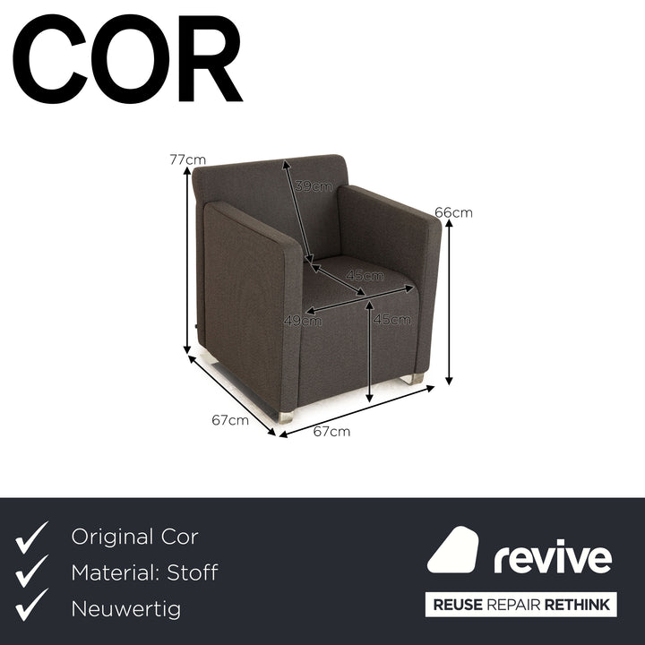 Fauteuil Cor Quandt en tissu gris