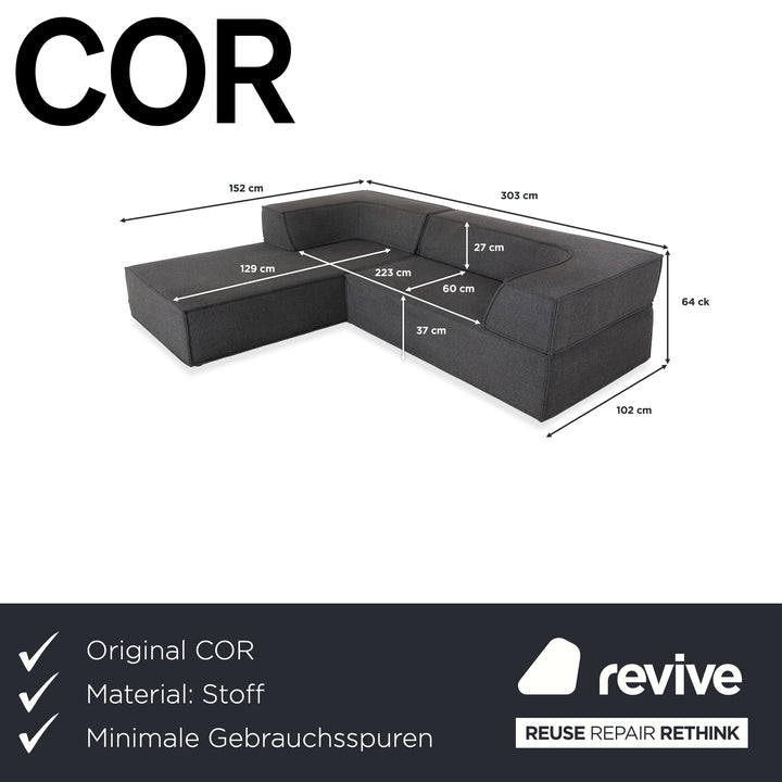 COR Trio Stoff Ecksofa Grau Sofa Couch
