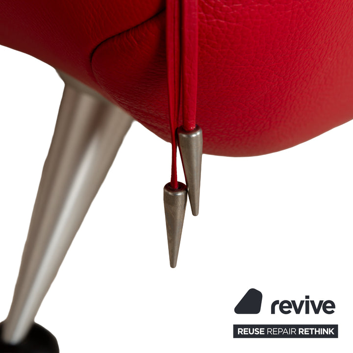 Canapé trois places en cuir rouge De Sede DS-102