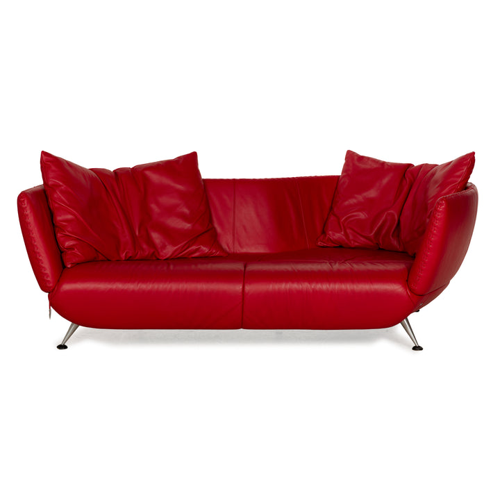 Canapé trois places en cuir rouge De Sede DS-102