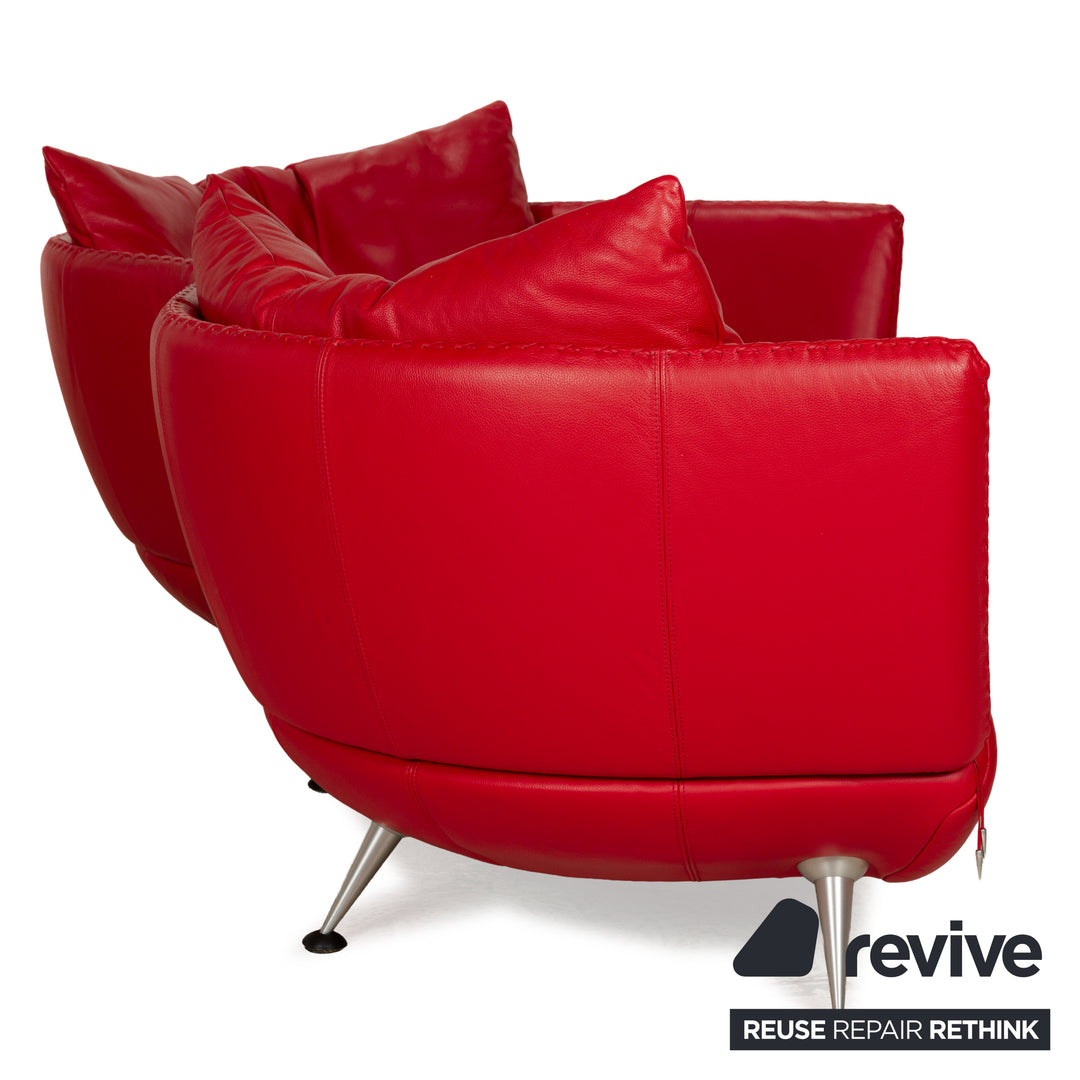 Canapé trois places en cuir rouge De Sede DS-102