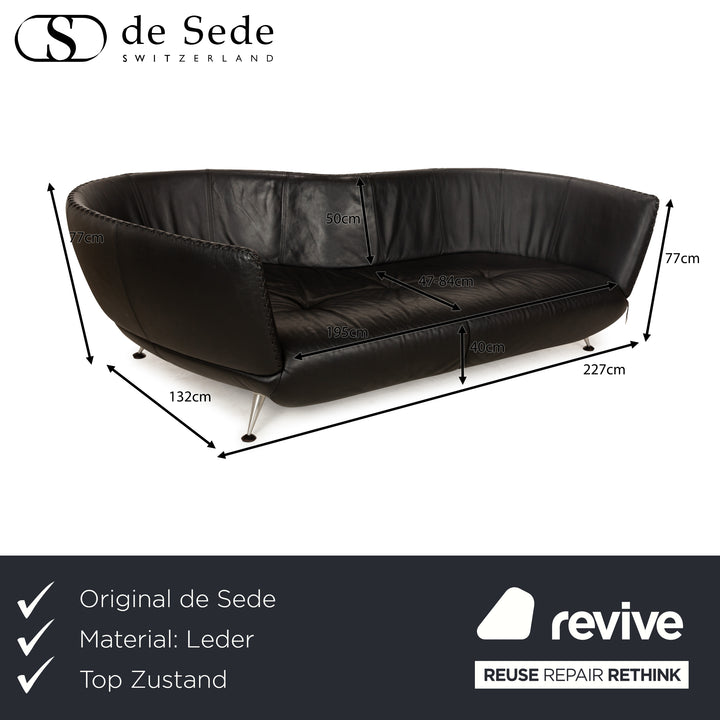 de Sede DS-102 Leder Dreisitzer Schwarz Sofa Couch