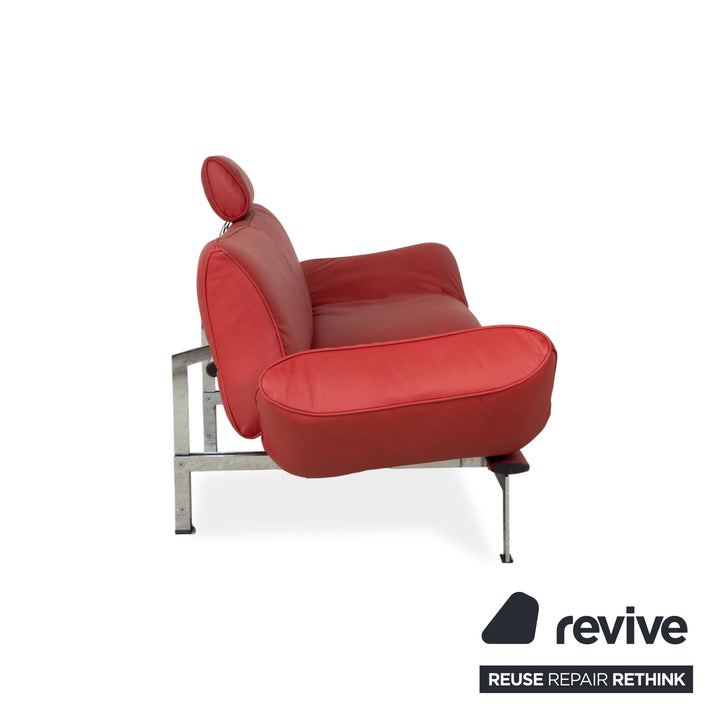 de Sede DS 140 Vegan Leather Two-Seater Red incl. Headrest Sofa Couch Reupholstery Manual Function