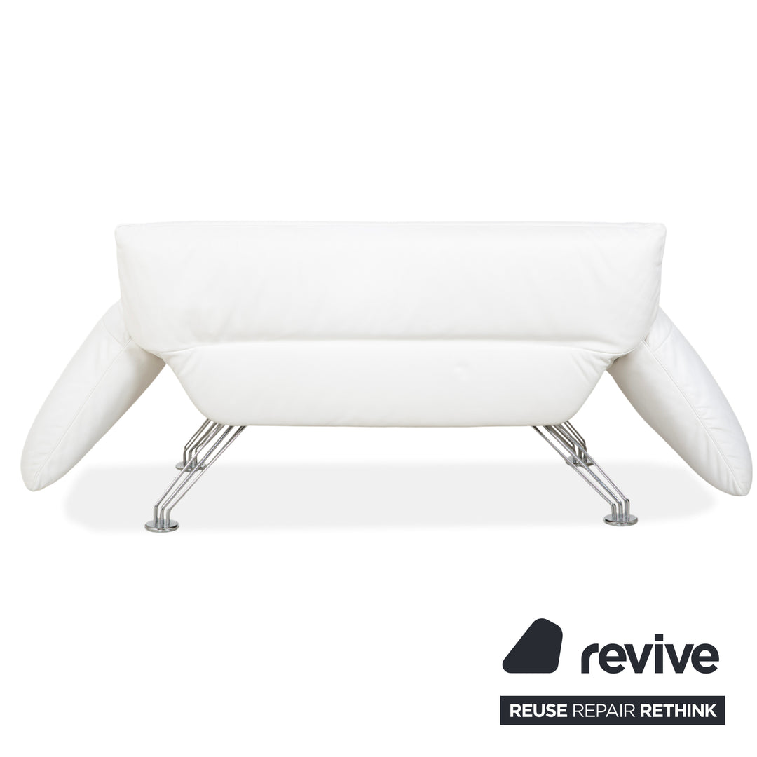 de Sede DS 142 Wing Leather Lounger White Armchair Sofa Chrome Feet Manual Function