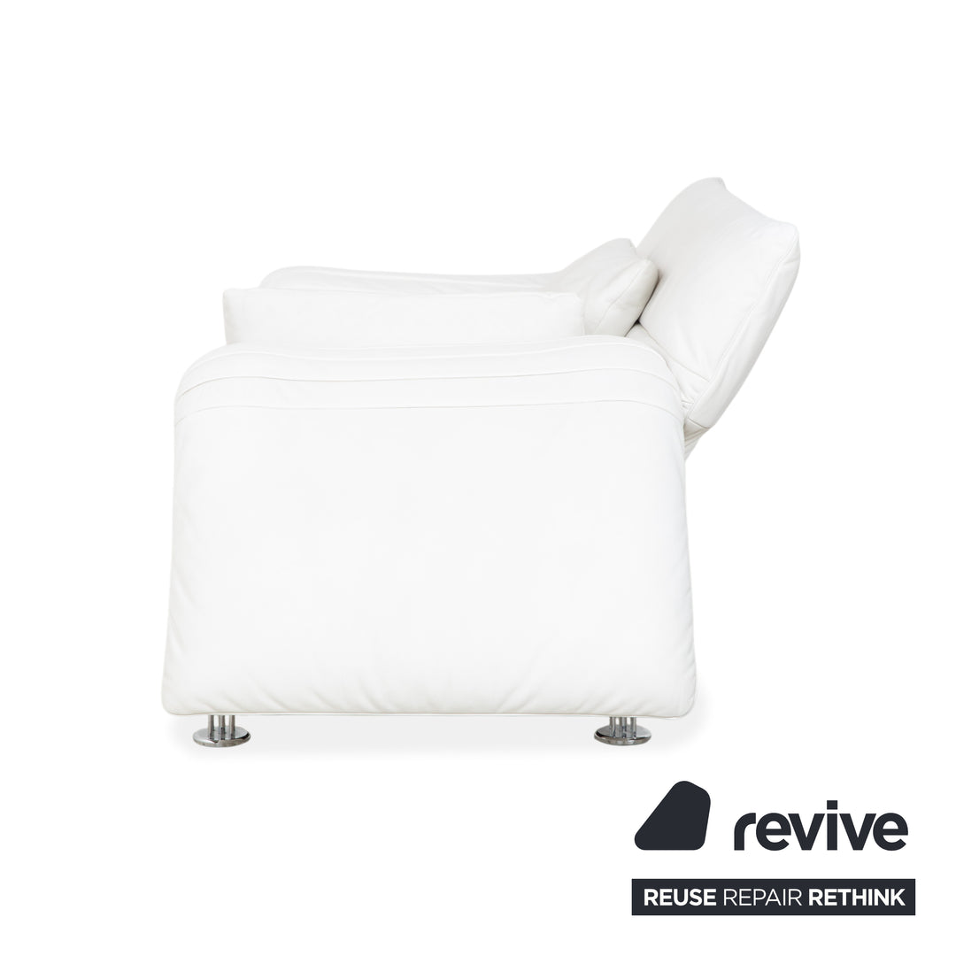 de Sede DS 142 Wing Leather Lounger White Armchair Sofa Chrome Feet Manual Function