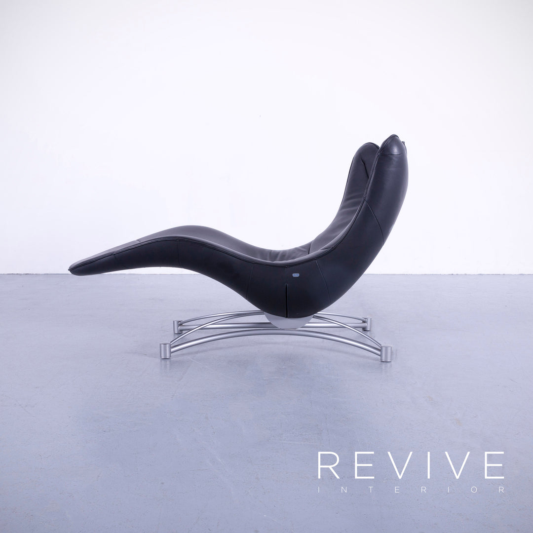 de Sede DS 151 Designer Black Leather Chaise Lounge Single Seater Relax Lounge Genuine Leather #5650