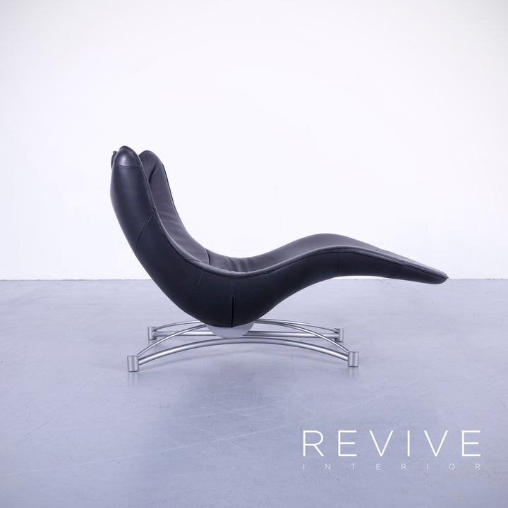 de Sede DS 151 Designer Black Leather Chaise Lounge Single Seater Relax Lounge Genuine Leather #5650