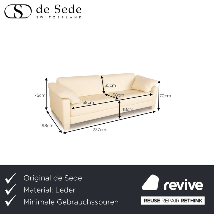 de Sede DS 17 Leder Dreisitzer Creme Sofa Couch