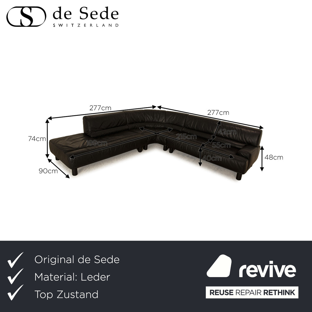 de Sede DS-18 Leder Ecksofa Schwarz Sofa Couch