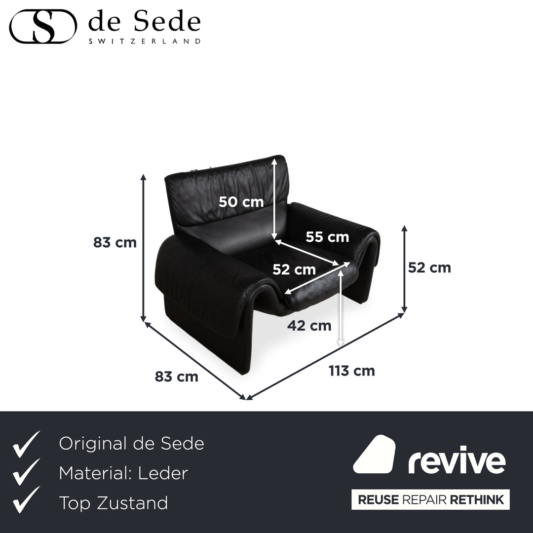 de Sede DS-2011 Leder Sessel Schwarz