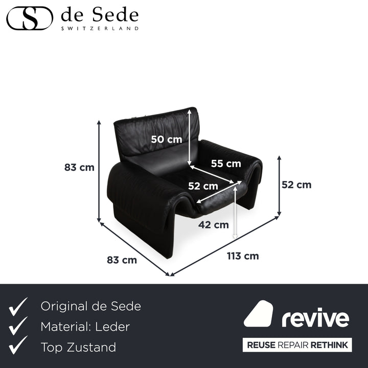 de Sede DS-2011 Leder Sessel Schwarz
