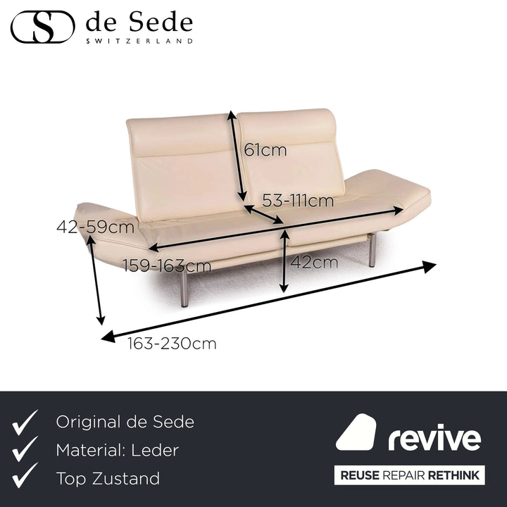 de Sede DS-450 Leder Sofa Beige Zweisitzer Couch Creme manuelle Relaxfunktion by Thomas Althaus