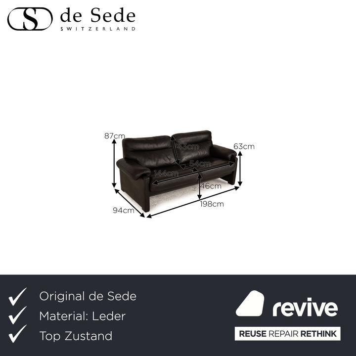 de Sede ds 70 Leder Zweisitzer Schwarz Sofa Couch