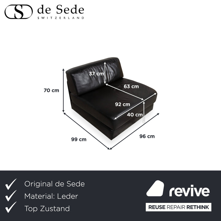De Sede DS-76 Leder Sessel Schwarz manuelle Funktion Schlaffunktion