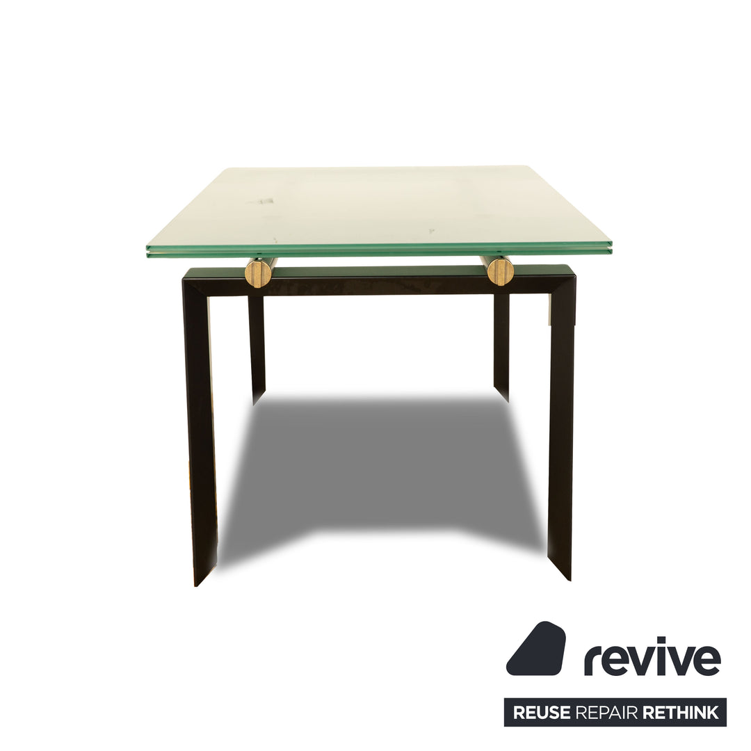 DESALTO Table à manger sur pilotis en verre noir fonction manuelle fonction extensible 200/300 x 77 x 99cm