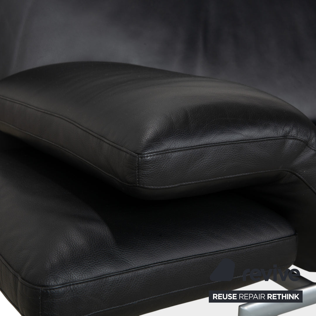 Designo Flyer Leder Zweisitzer Schwarz manuelle Funktion Sofa Couch