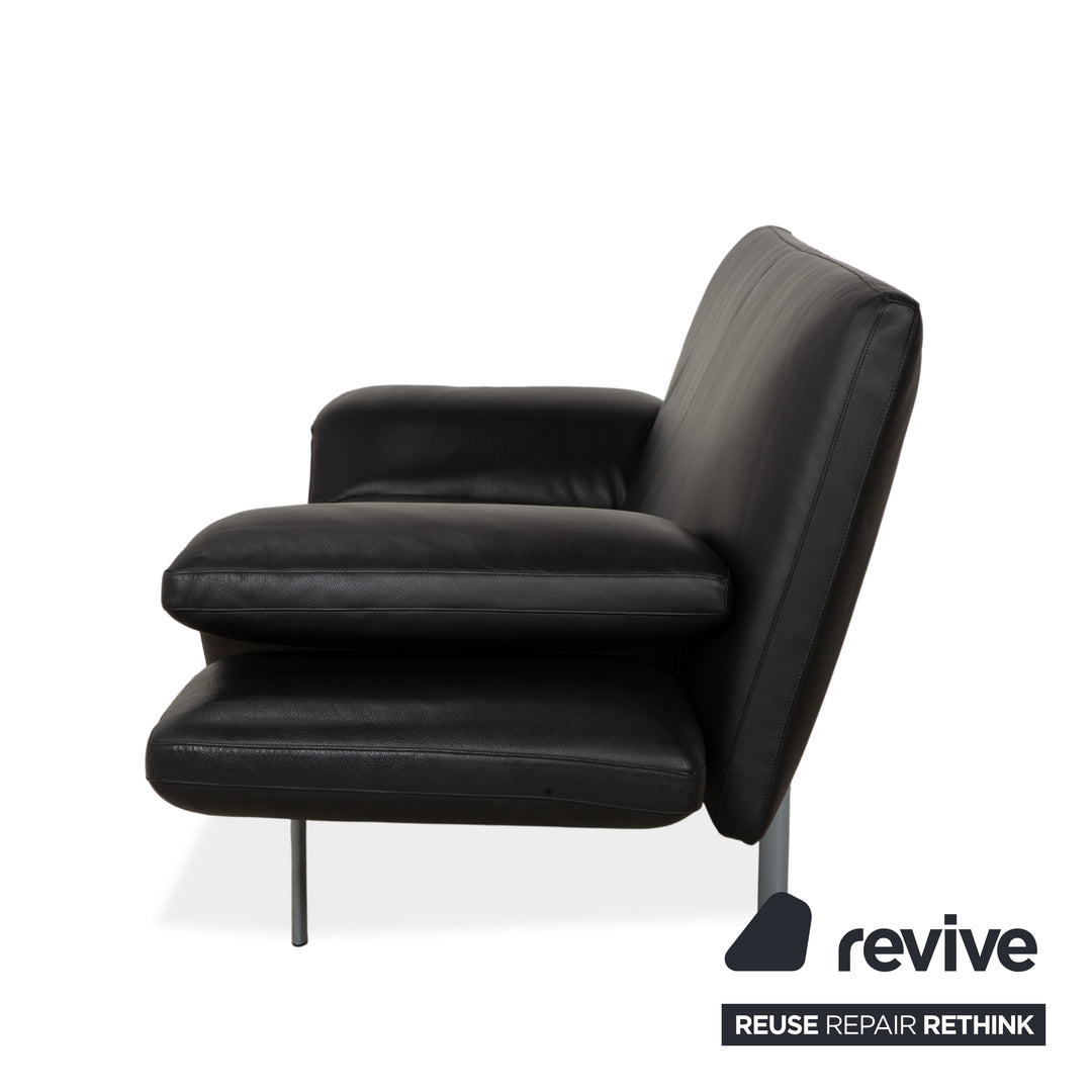 Designo Flyer Leder Zweisitzer Schwarz manuelle Funktion Sofa Couch