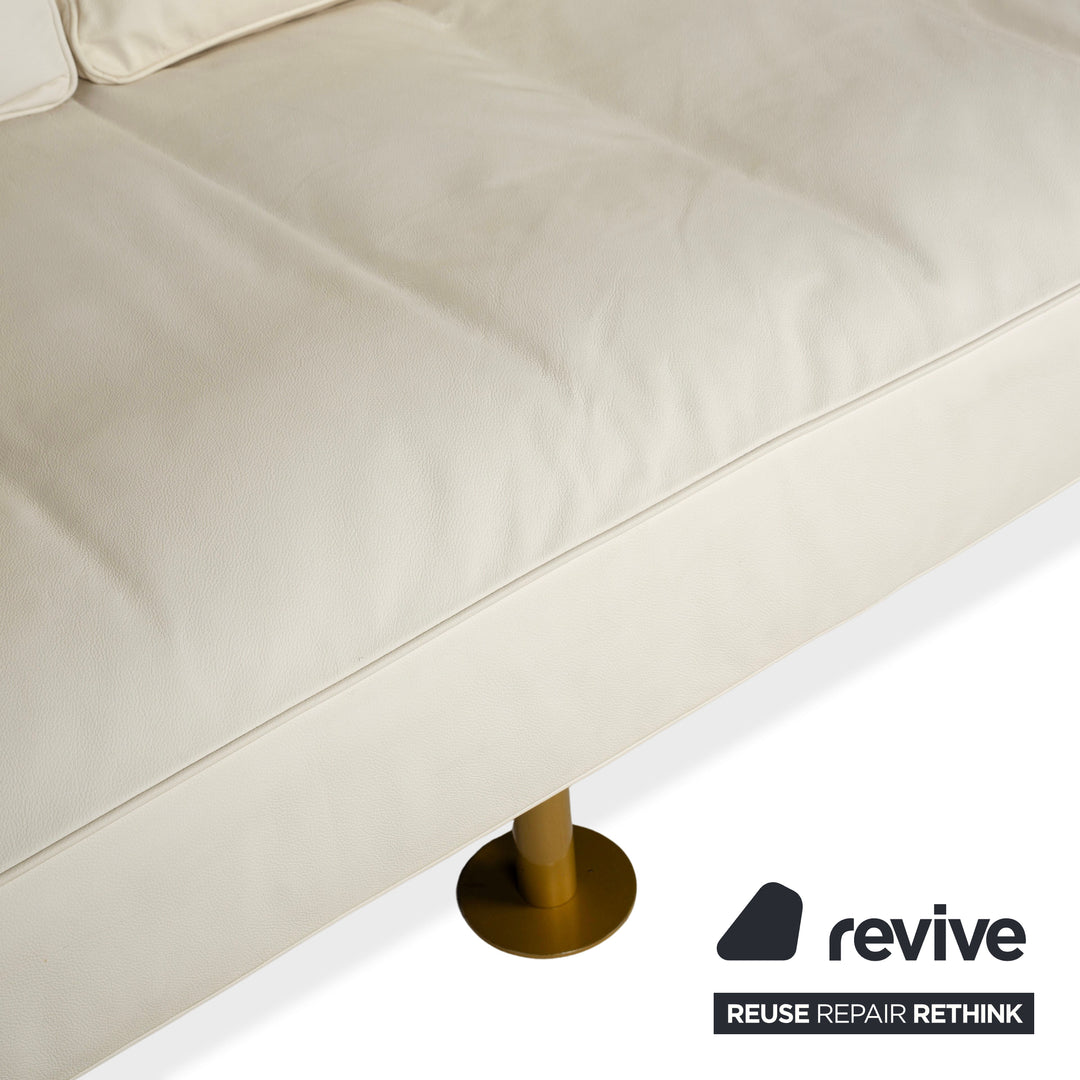 Draenert Leder Liege Creme Weiß Sofa Schwarz Gold Couch manuelle Funktion