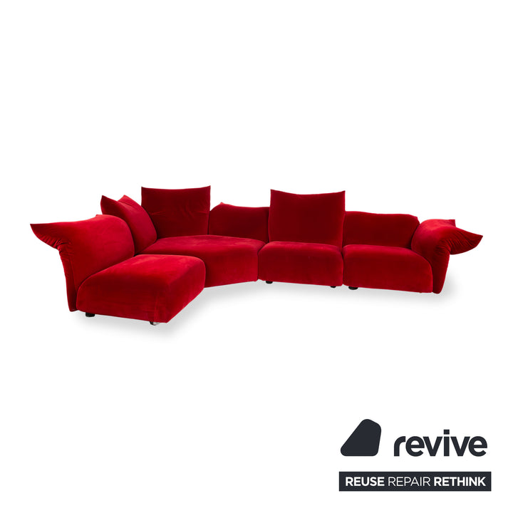 Edra Standard Stoff Ecksofa Bordeaux Rot Velours Recamiere Links manuelle Funktion