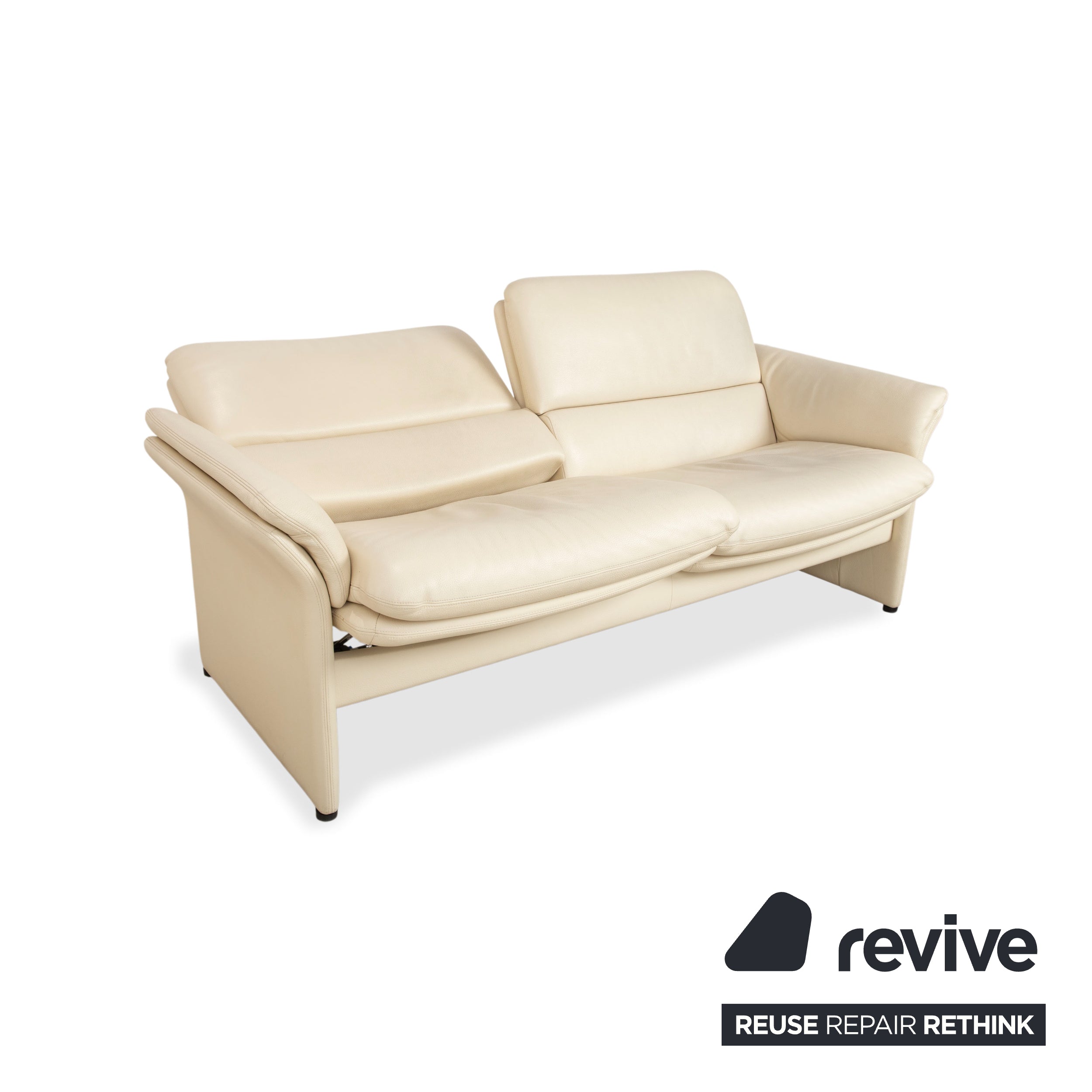 Erpo Chalet Leder Zweisitzer Creme Beige Sofa Couch manuelle Funktion