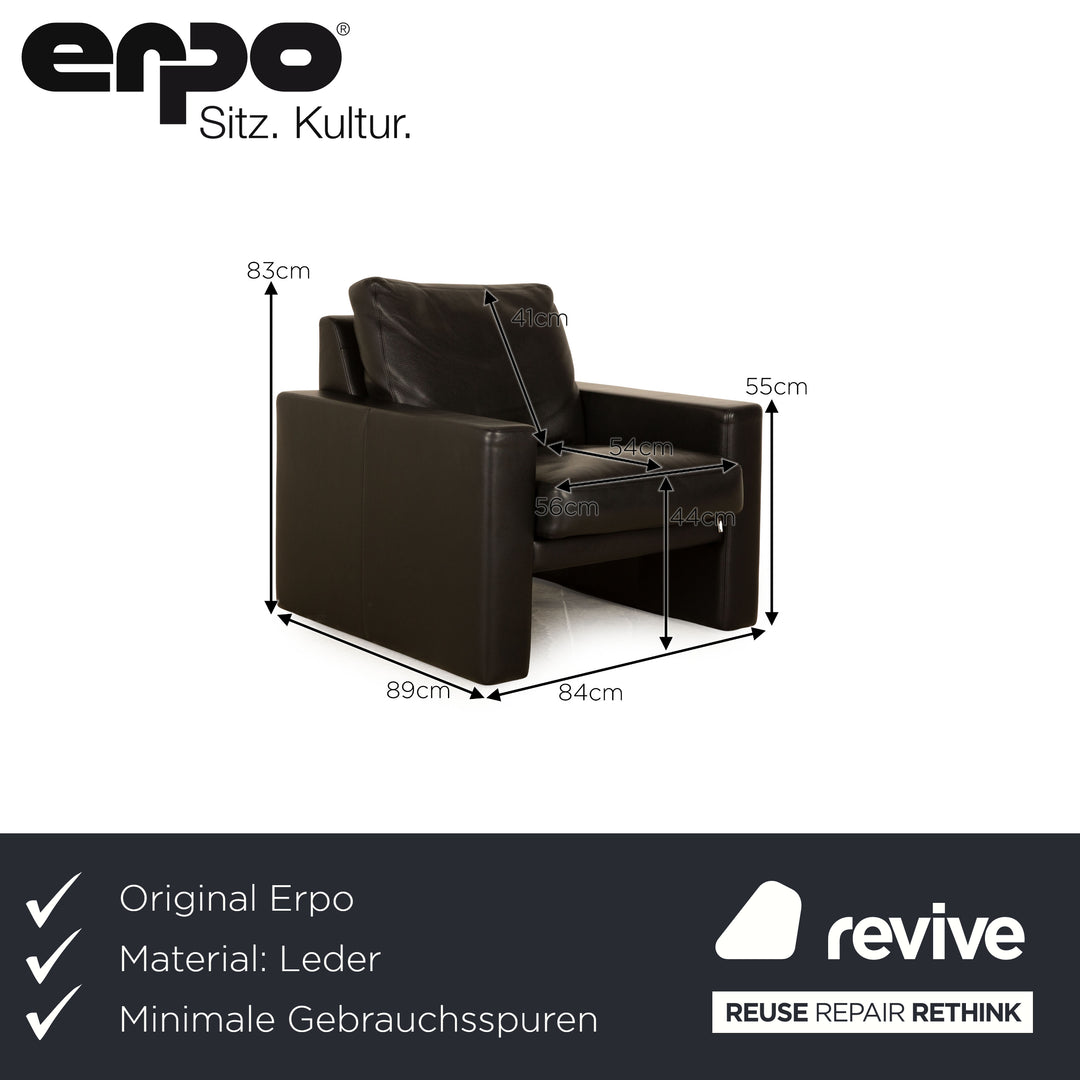 Fauteuil Erpo CL 100 en cuir noir