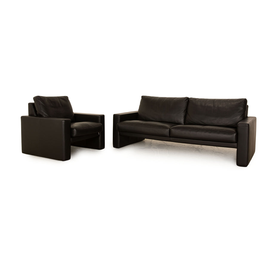 Ensemble canapé cuir Erpo CL 100 fauteuil noir canapé trois places