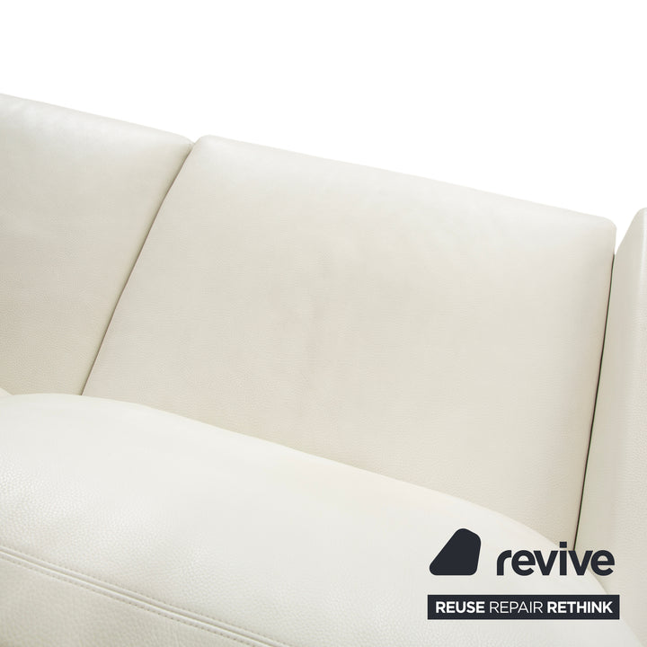 Canapé deux places en cuir Erpo CL 100 blanc crème
