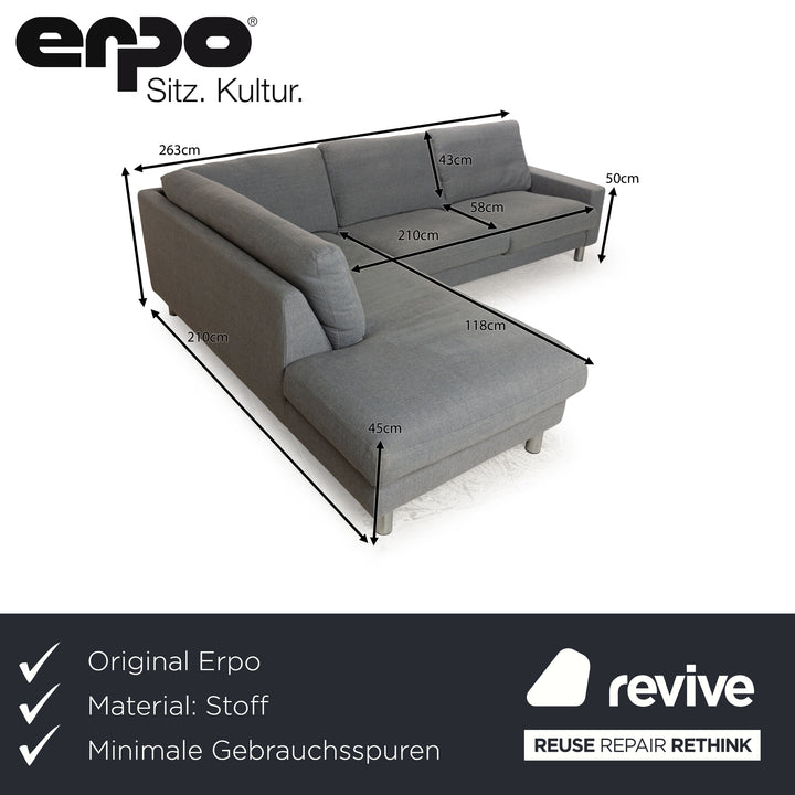 Erpo CL 500 Stoff Ecksofa Grau	Sofa Couch