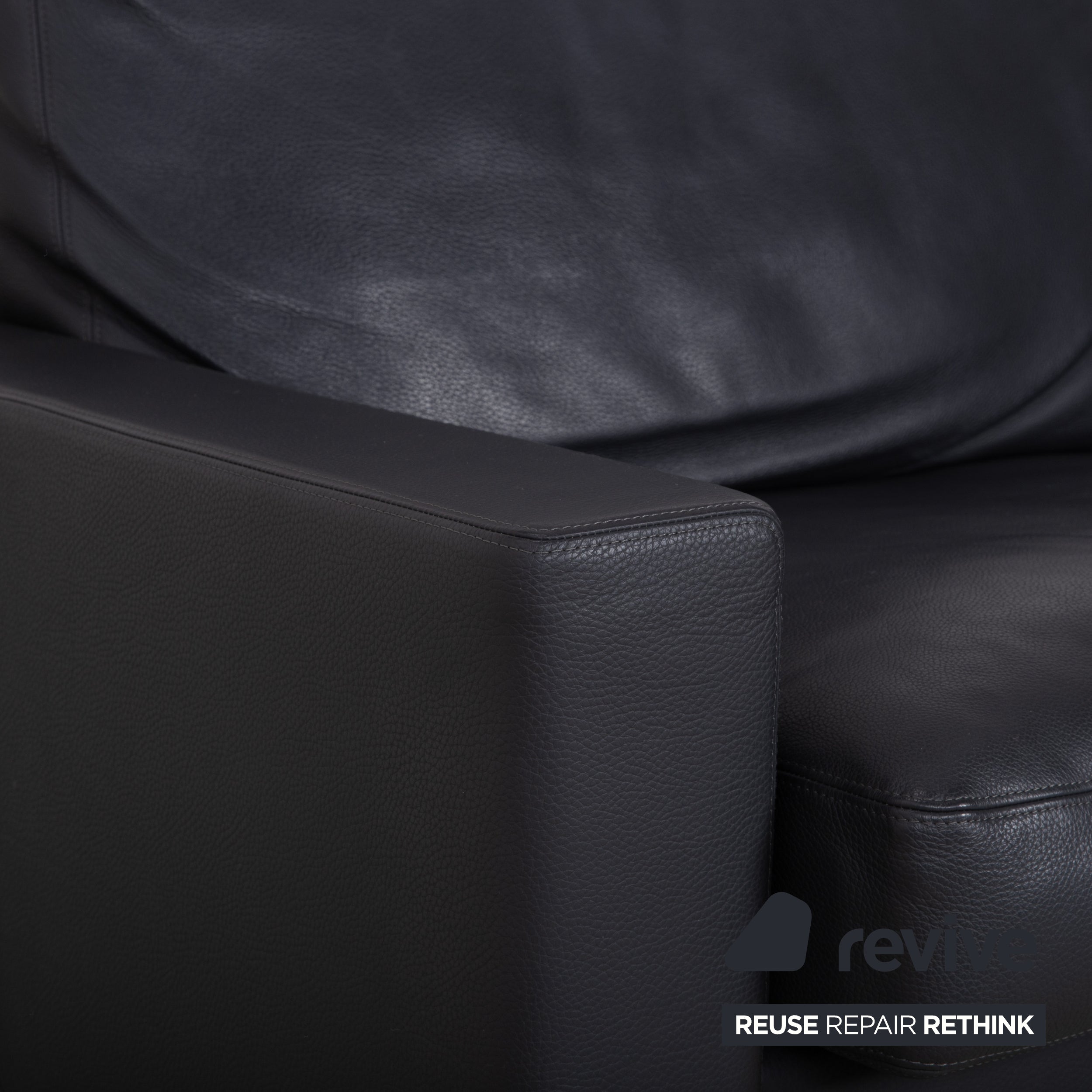 Erpo CL 820 Leder Ecksofa Dunkelgrau Anthrazit auf Chrom Kuven Füßen inkl. 2 Kopfstützen Recamiere Rechts Couch