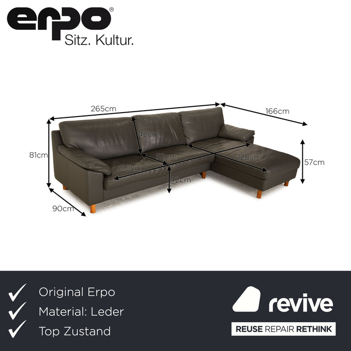Erpo Classics 650 Canapé d'angle en cuir Gris Canapé