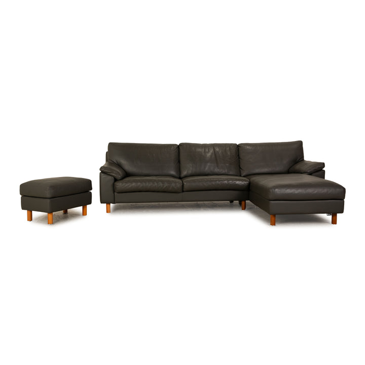 Erpo Classics 650 ensemble de canapé en cuir gris canapé d'angle tabouret canapé