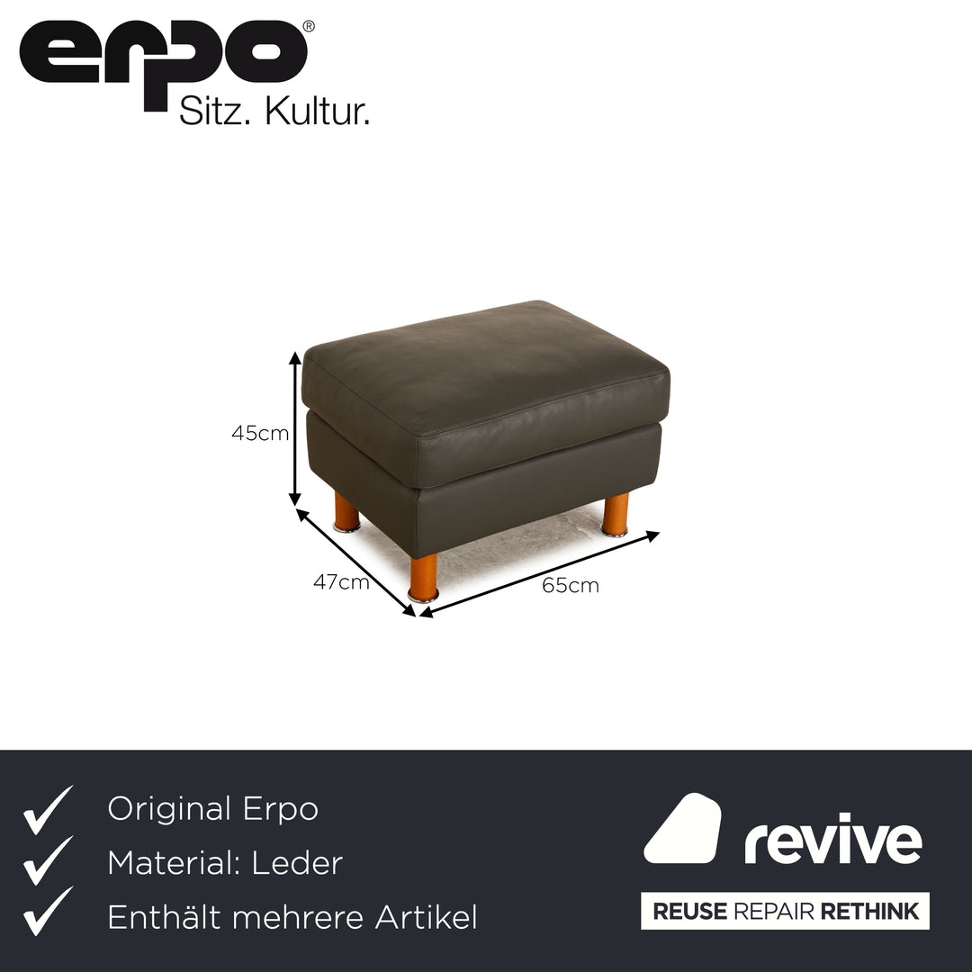 Erpo Classics 650 ensemble de canapé en cuir gris canapé d'angle tabouret canapé