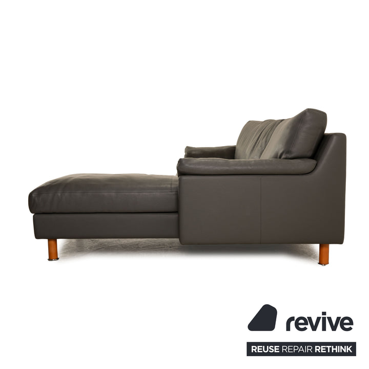 Erpo Classics 650 ensemble de canapé en cuir gris canapé d'angle tabouret canapé