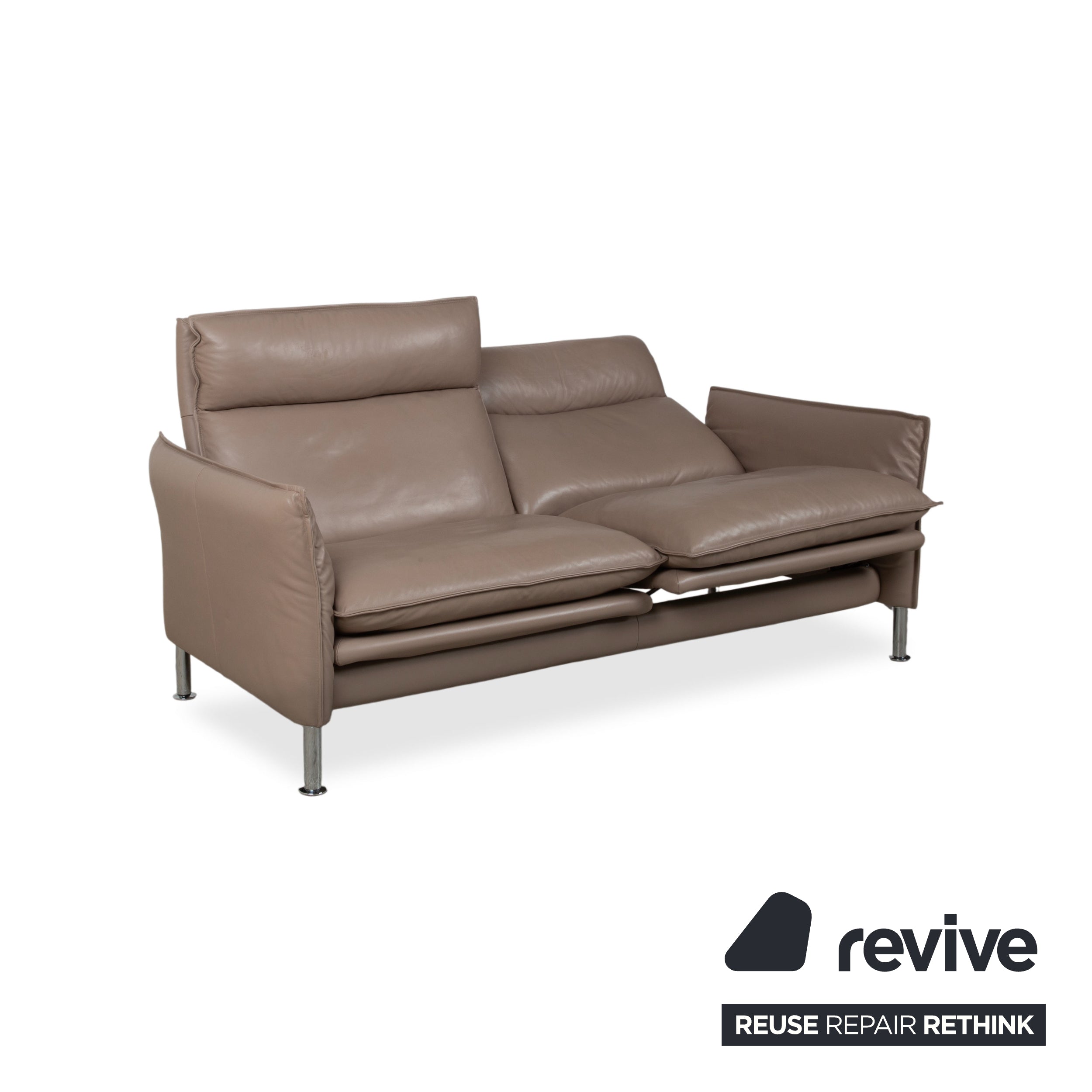 Erpo Porto Garnitur Leder Dreisitzer Zweisitzer Braun Taupe manuelle Funktion Sofa Couch